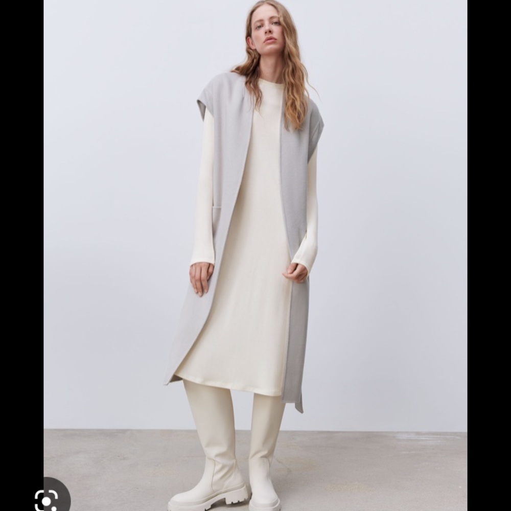 ZARA NWT LIMITED EDITION WOOL BLEND BELTED GRAY VEST COAT
